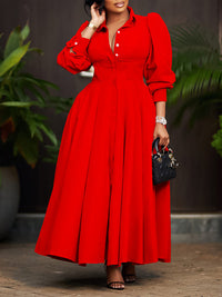 Solid Button-Front Shirt Dress