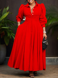 Solid Button-Front Shirt Dress