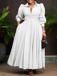 Solid Button-Front Shirt Dress