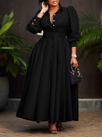 Solid Button-Front Shirt Dress