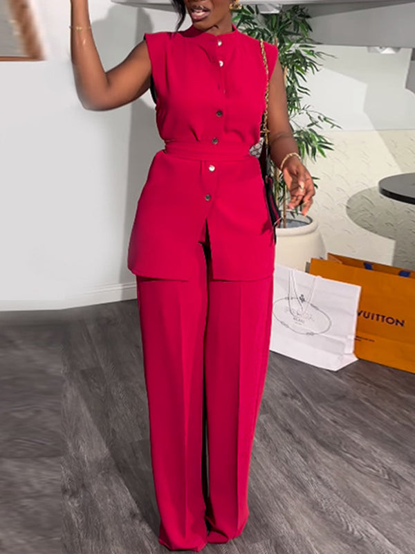 Tied Sleeveless Shirt & Pants Set