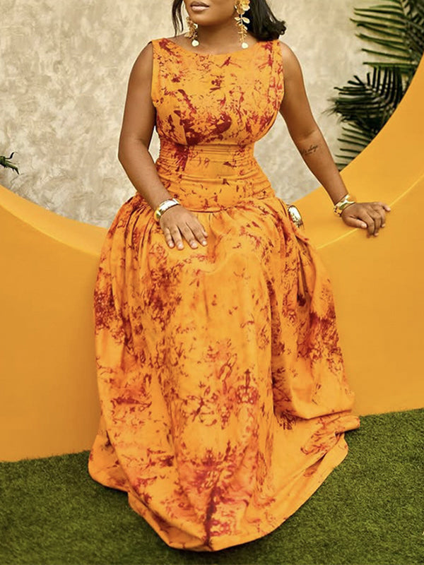 Printed Sleeveless Maxi Dress