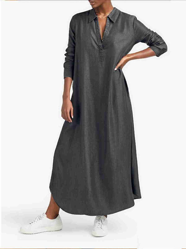 Denim V-Neck Dress