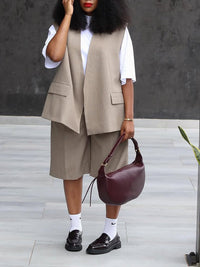 Sleeveless Blazer & Shorts Set