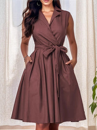 Tied Sleeveless Shirt Dress