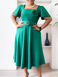 Floral Belted Midi Dress