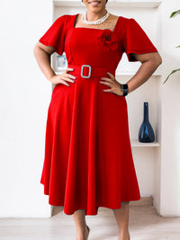 Floral Belted Midi Dress