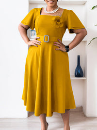 Floral Belted Midi Dress