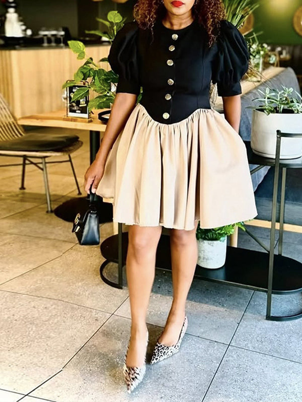 Two-Tone Button Dress