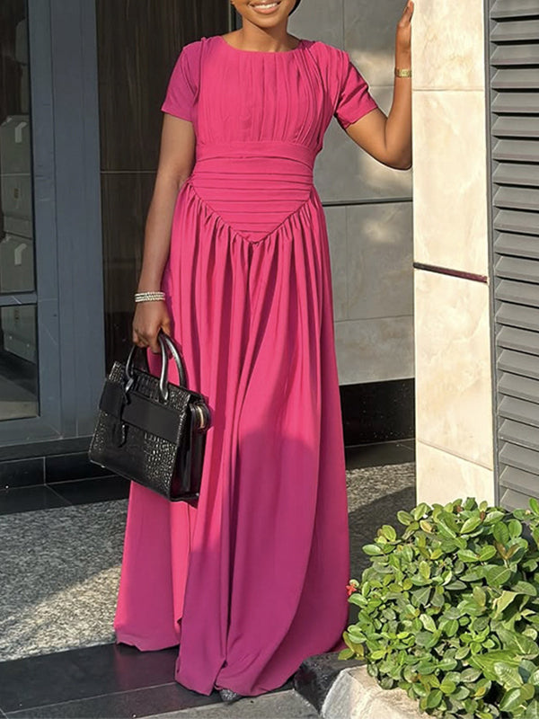 Solid Ruched Maxi Dress