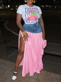 Printed Tee & Combo Skirt Set