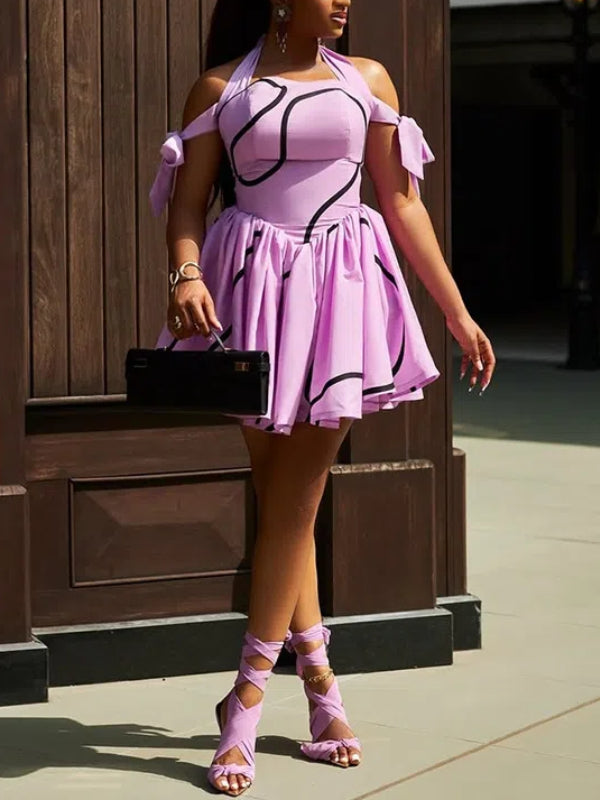 Printed Halter Mini Dress