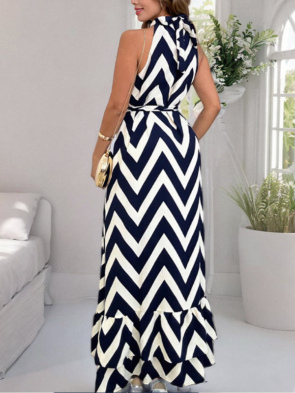 Printed Sleeveless Ruffle Dress