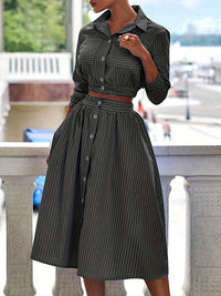 Stripe Shirt & Skirt Set