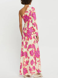 Printed One-Sleeve Maxi Dress