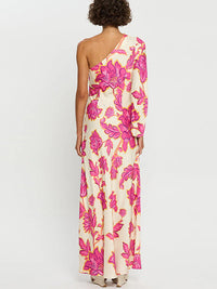 Printed One-Sleeve Maxi Dress