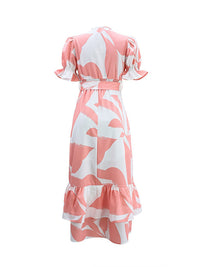 Printed Tied Ruffle Dress
