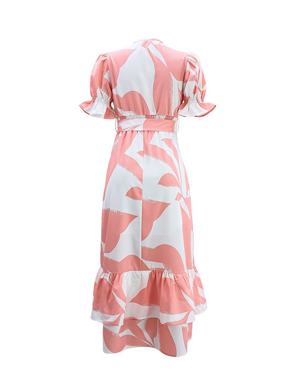Printed Tied Ruffle Dress