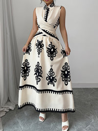 Printed Sleeveless Shirt & Skirt Set