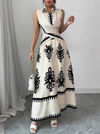 Printed Sleeveless Shirt & Skirt Set