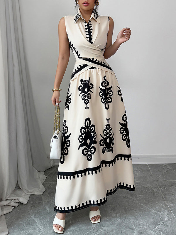 Printed Sleeveless Shirt & Skirt Set