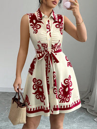 Printed Tied Sleeveless Dress