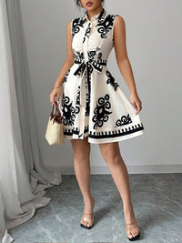 Printed Tied Sleeveless Dress