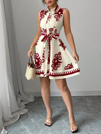 Printed Tied Sleeveless Dress