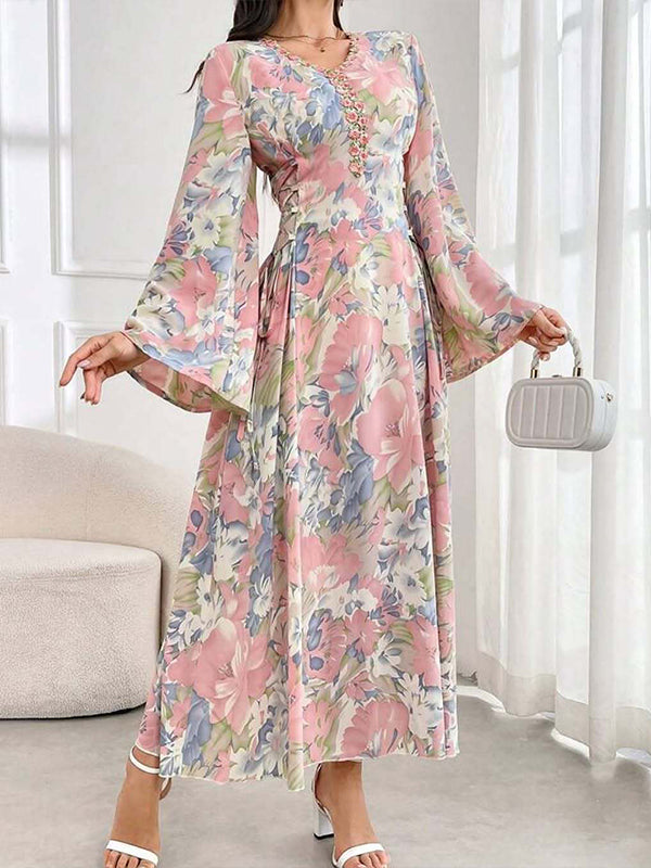 Printed Bell-Sleeve Dress