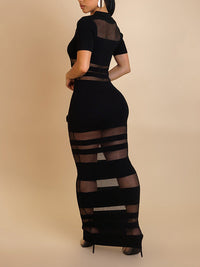 Sheer Combo Polo Dress