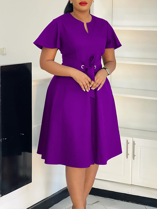 Solid Tied Midi Dress