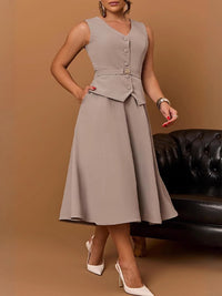 Solid Vest & Skirt Set