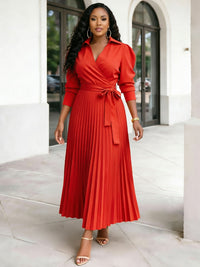 Solid Pleated Shirt Dress