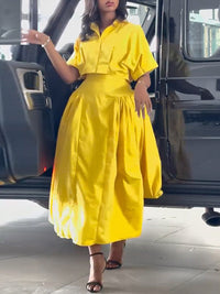Solid Shirt & Skirt Set