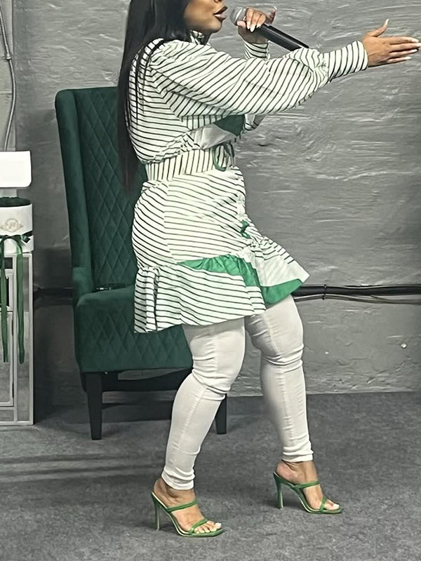 Stripe Belted Shirt Dress