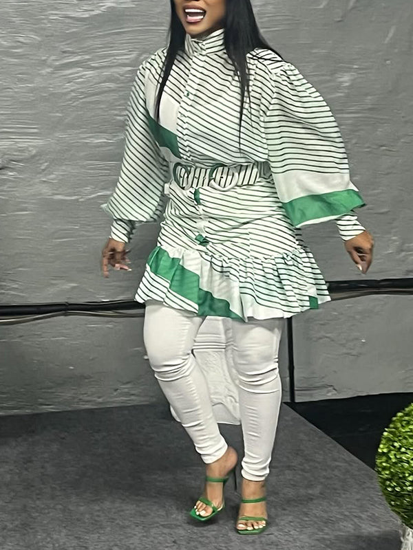 Stripe Belted Shirt Dress