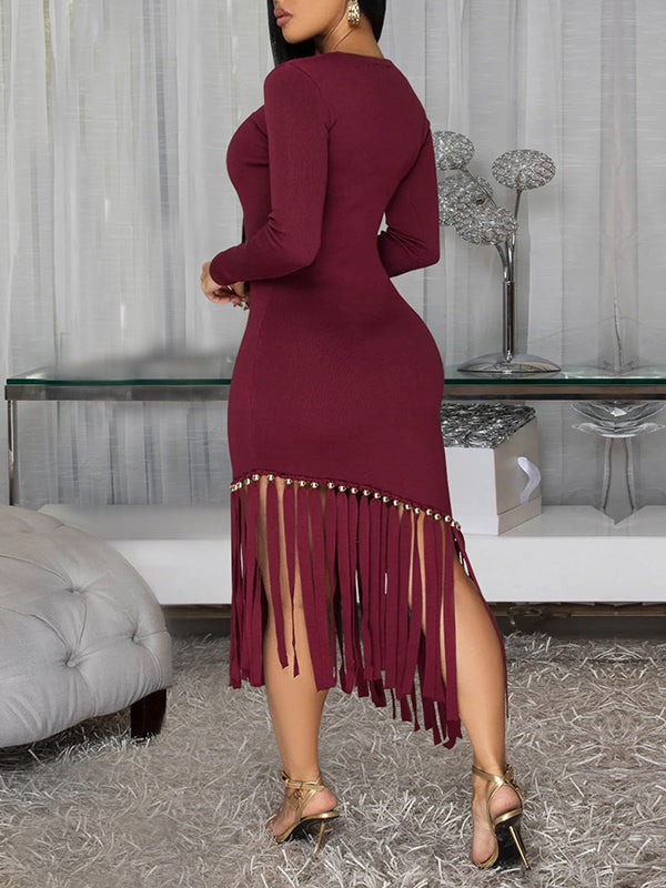 Beautiedoll Fringe Combo Bodycon Dress