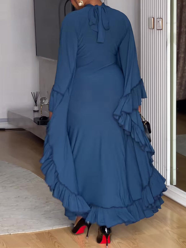 Solid Ruffle Maxi Dress