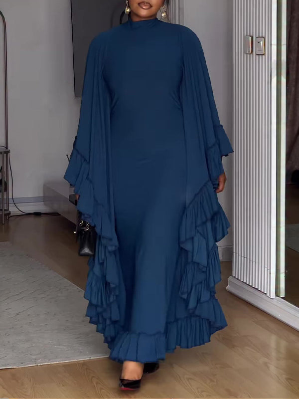 Solid Ruffle Maxi Dress