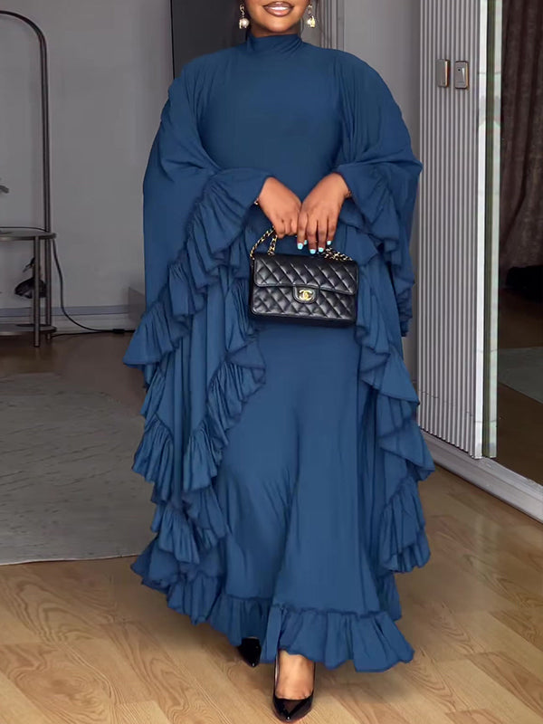 Solid Ruffle Maxi Dress