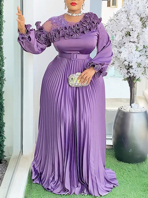 Beautiedoll Frilled Pleated Maxi Dress