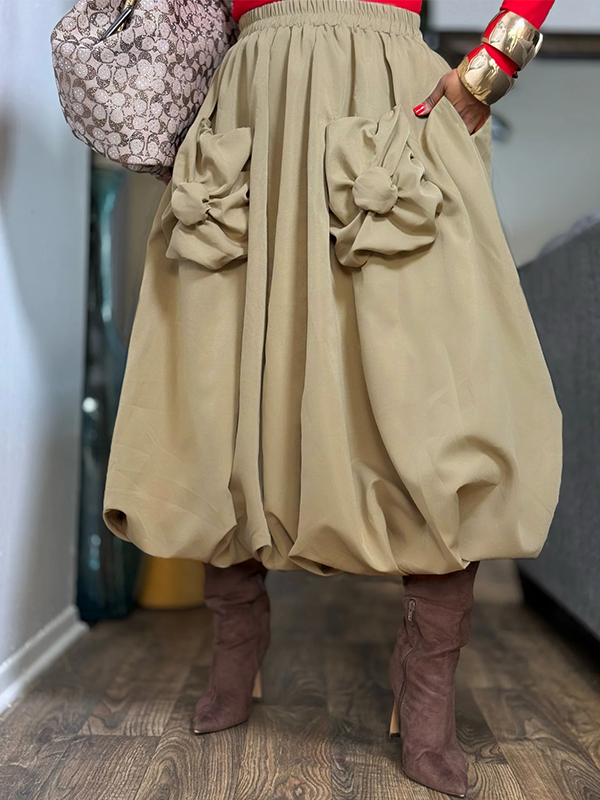 Solid Bloom Bubble Skirt