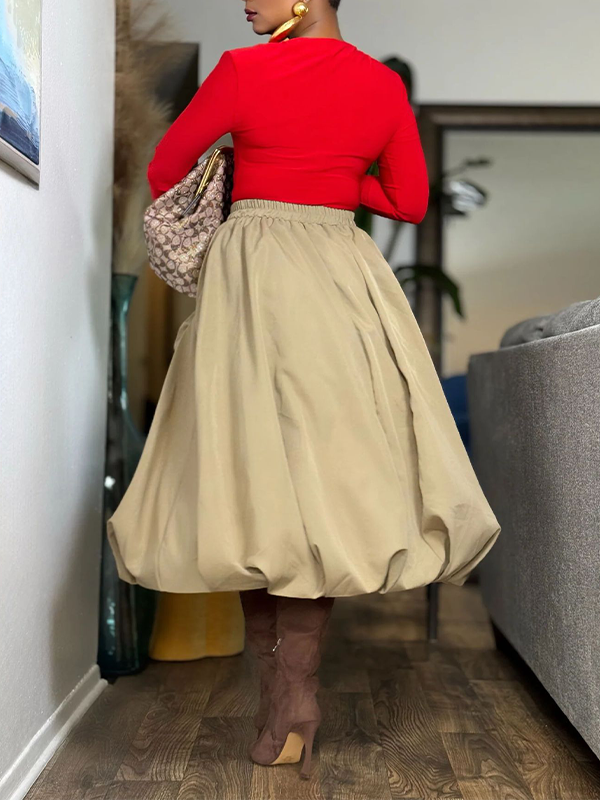 Solid Bloom Bubble Skirt