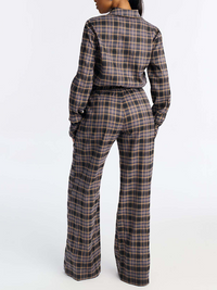 Plaid Button-Front Jumpsuit