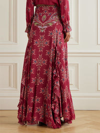 Printed Shirt & Ruffle Skirt Set