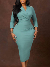 Solid V-Neck Bodycon Dress