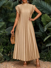 Solid Pleated Maxi Dress