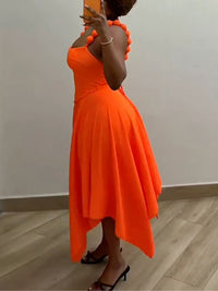 Solid Cami Top & Asymmetric Skirt Set