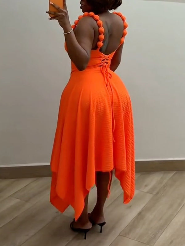 Solid Cami Top & Asymmetric Skirt Set