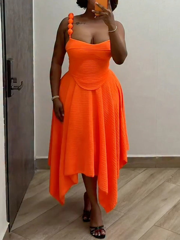 Solid Cami Top & Asymmetric Skirt Set